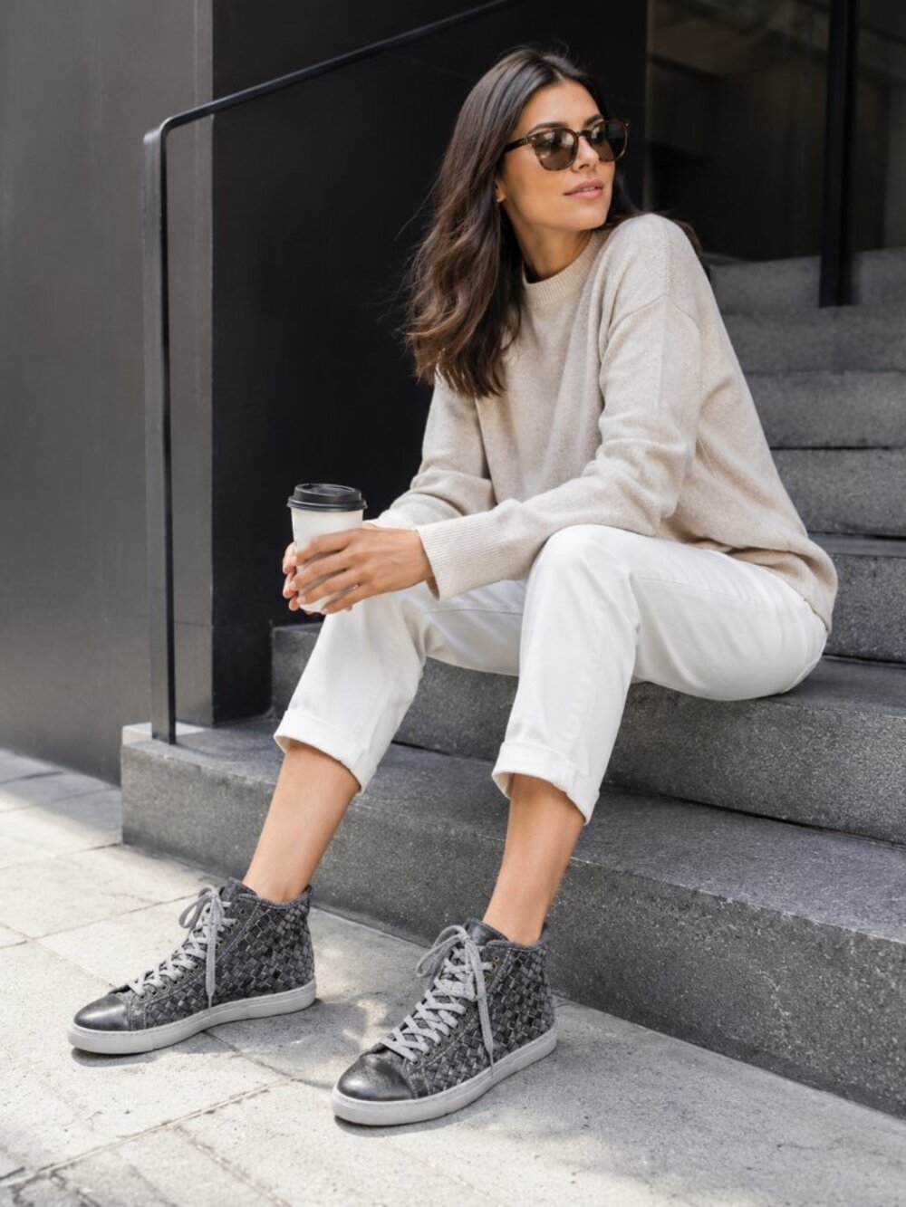 Benheart Calzolaria Coseana Sneaker Women's 36 Gray Braided Leather High Top 5.5
